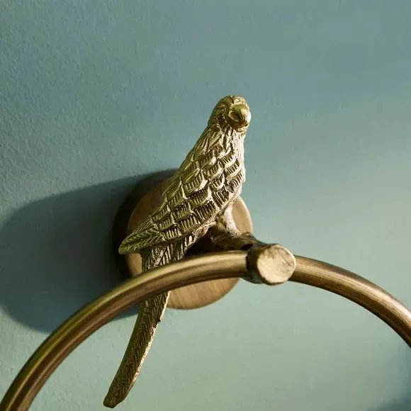 Parrot Towel Ring - Gold, Antique Brass alternate view