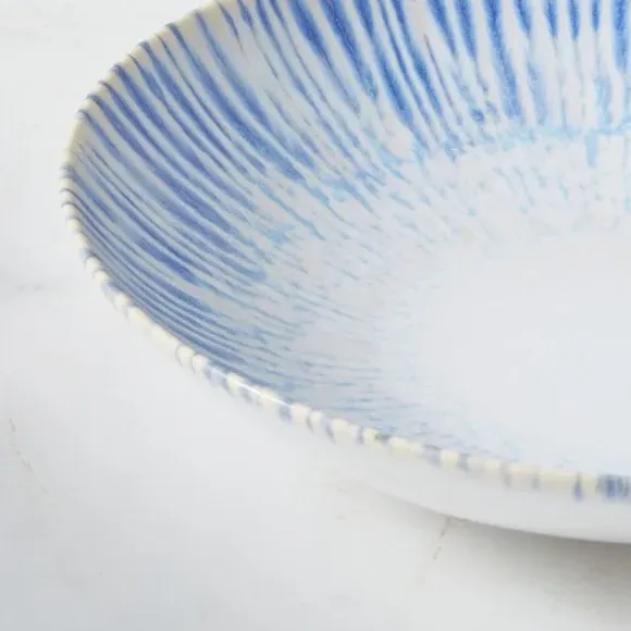 Pasta Bowl with Reactive Glaze - Blue, Stoneware alternate view