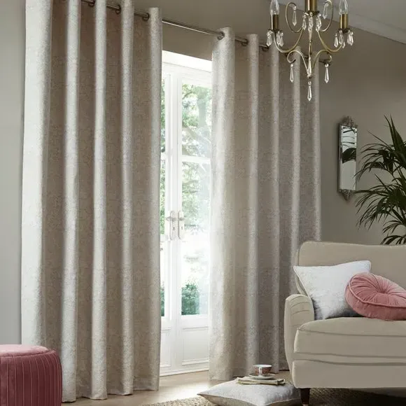 Patchwork Eyelet Curtains - Sandstone alternate view