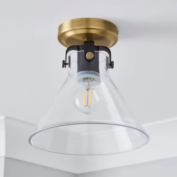 Paulson Flush Ceiling Light - Antique Brass alternate view