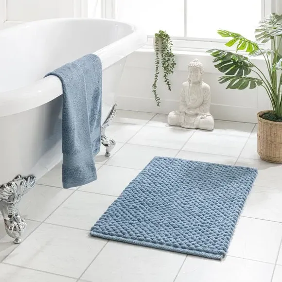 Pebble Bath Mat - Denim Blue, Recycled Polyester & Cotton product