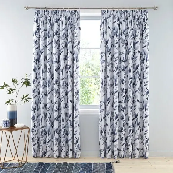 Zen Blackout Pencil Pleat Curtains - Navy Blue, Polycotton alternate view
