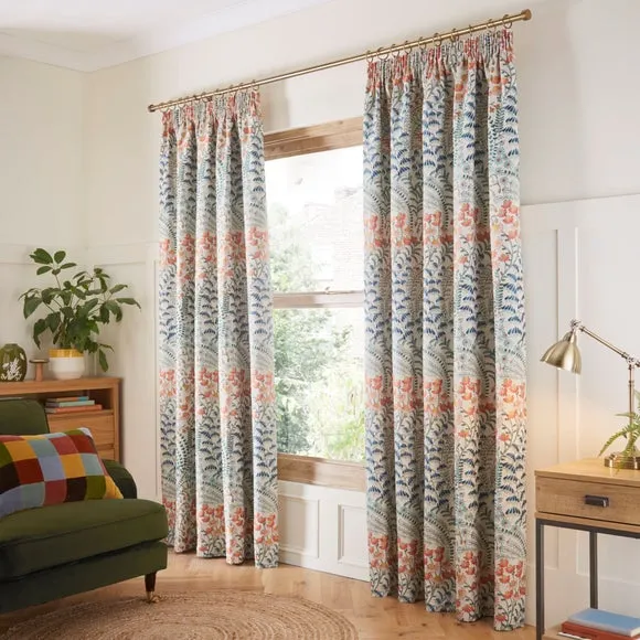 Botanica Pencil Pleat Curtains - Orange alternate view