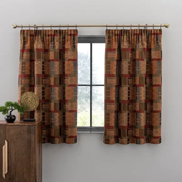 Pencil Pleat Curtains - Terracotta, Chenille alternate view