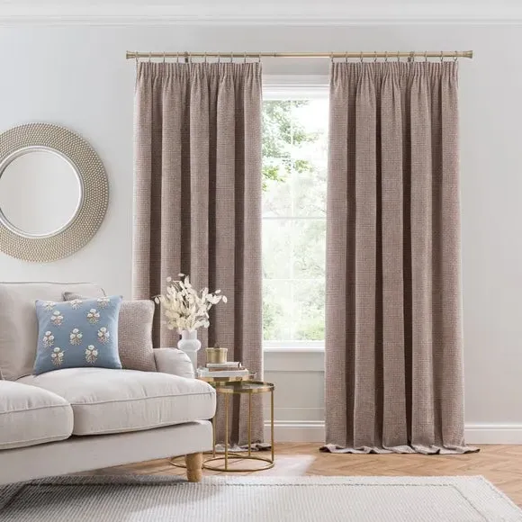 Pencil Pleat Curtains with Basketweave - Natural alternate view