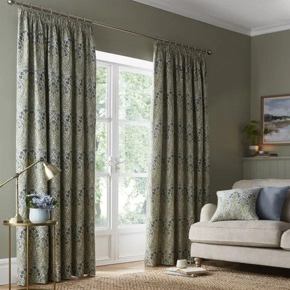 Lucetta Pencil Pleat Curtains with Lining - Prussian Blue