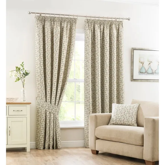 Dianna Pencil Pleat Curtains with Lining - Duck Egg Blue alternate view