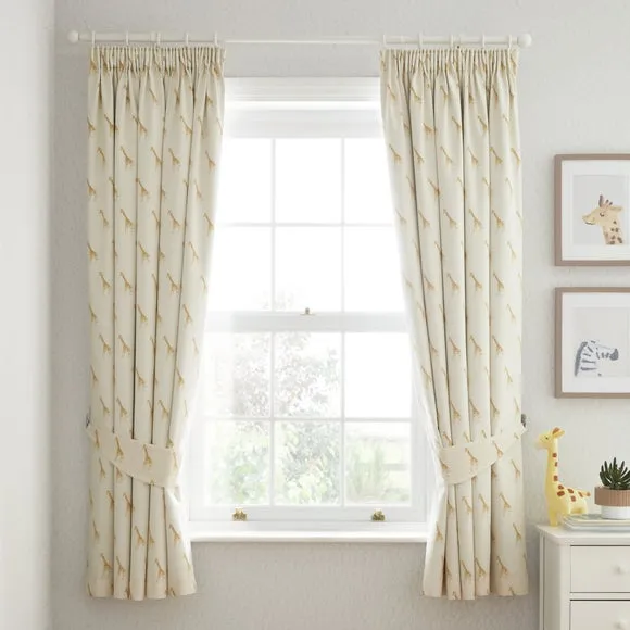Safari Pencil Pleat Curtains - Natural, Cotton alternate view