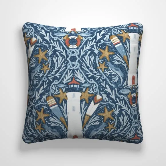 Cushion Cover with Nautical Design - Indigo, Cotton alternate view