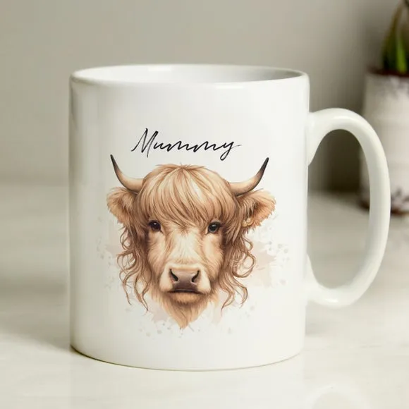 Personalised Highland Cow Mug - White, Ceramic alternate view