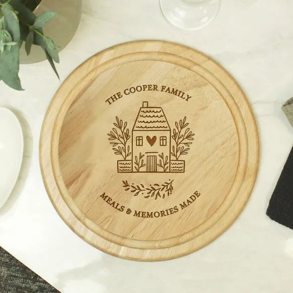 Round Chopping Board with Personalisation - Natural Wood alternate view