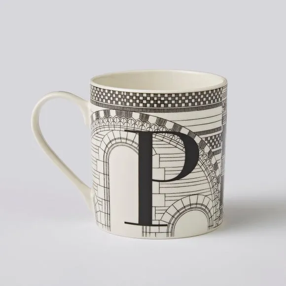 Personalised Monogram Mug - Black/White, China alternate view