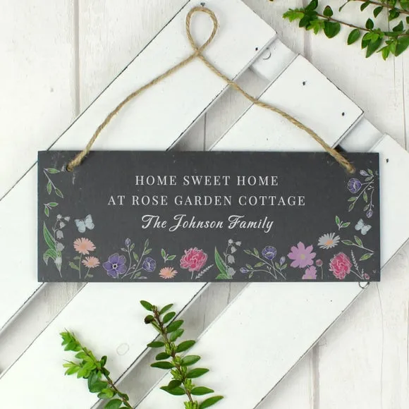 Personalised Garden Sign Wild Flowers - Black, Slate by Dunelm, image 3