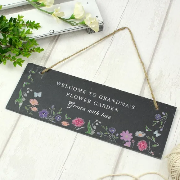 Personalised Garden Sign Wild Flowers - Black, Slate by Dunelm, image 4