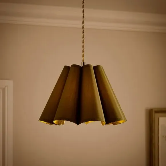 Petal Pleat Easy Fit Lamp Shade - Olive, Polyester alternate view