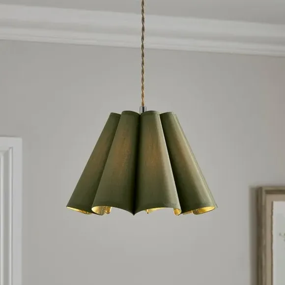 Petal Pleat Easy Fit Lamp Shade - Olive, Polyester product