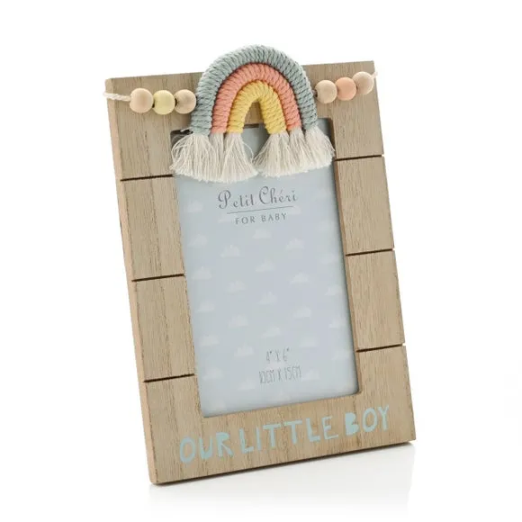 Photo Frame with Macrame Rainbow - Brown, Wood alternate view