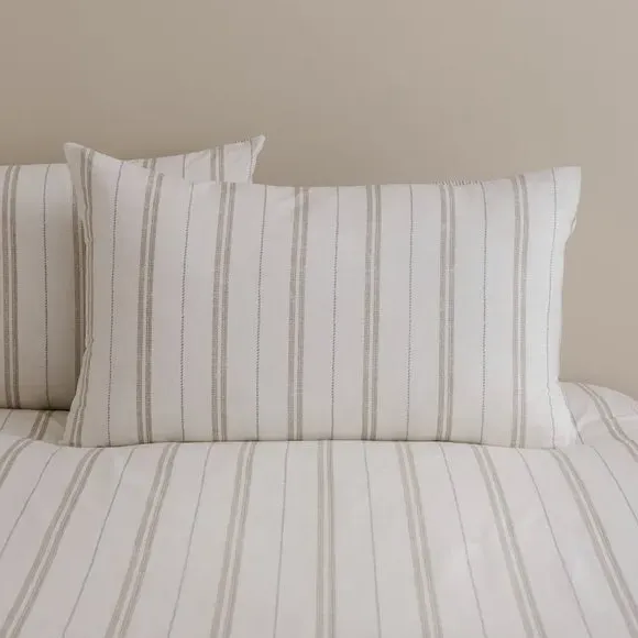 Pia Slub Stripe Duvet Cover & Pillowcase Set - Natural, Cotton alternate view