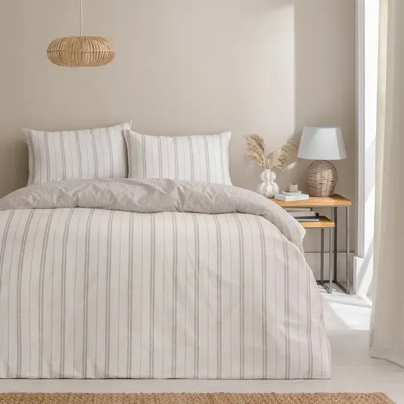 Pia Slub Stripe Duvet Cover & Pillowcase Set - Natural, Cotton product