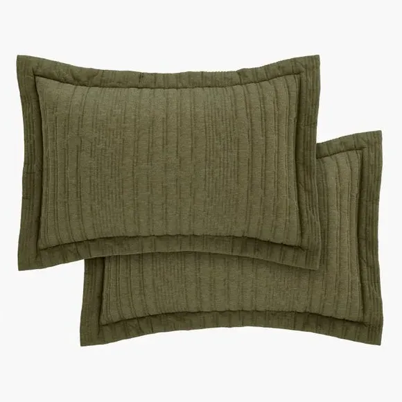 Oxford Pillowcase Pair Quilted - Green, Jersey by Dunelm, image 3