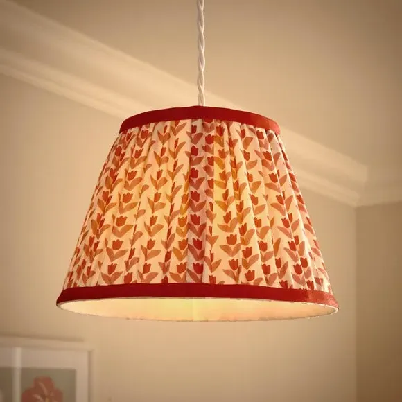 Pleated Lamp Shade with Floral Design - Red alternate view
