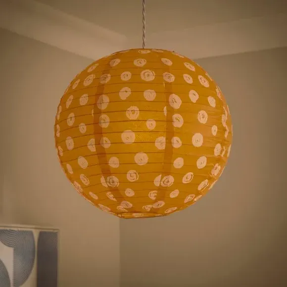 Polka Dot Round Pendant Shade - Orange, Paper alternate view