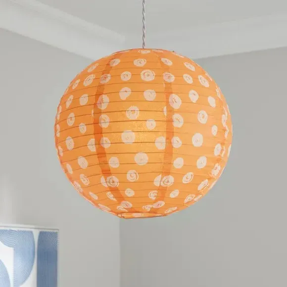 Polka Dot Round Pendant Shade - Orange, Paper product
