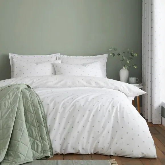 Polka Dots Duvet Cover & Pillowcase Set - Sage Green, Polycotton alternate view