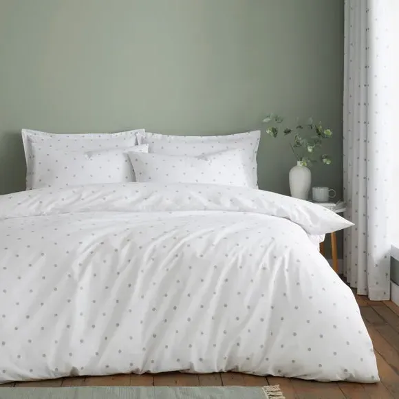 Polka Dots Duvet Cover & Pillowcase Set - Sage Green, Polycotton product