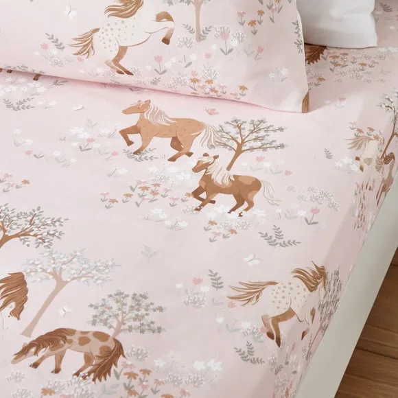 Pony Meadows Set of 2 Fitted Bed Sheets - Light Natural, Cotton product