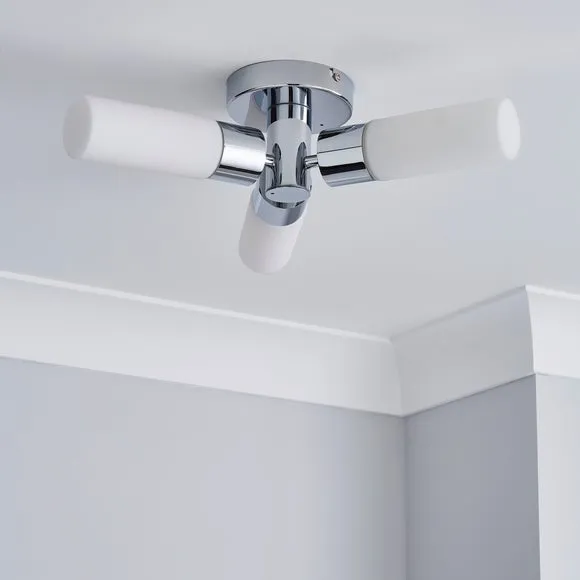 Porto 3 Light Bathroom Flush Ceiling Light - Chrome alternate view