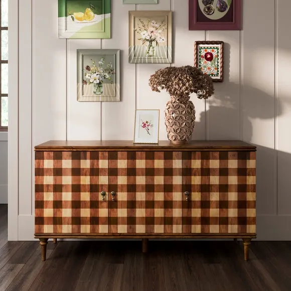 Posie Gingham Wide Sideboard - Dark, Mango Wood product