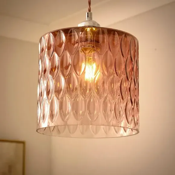 Pressed Glass Easy Fit Pendant Shade - Pink alternate view