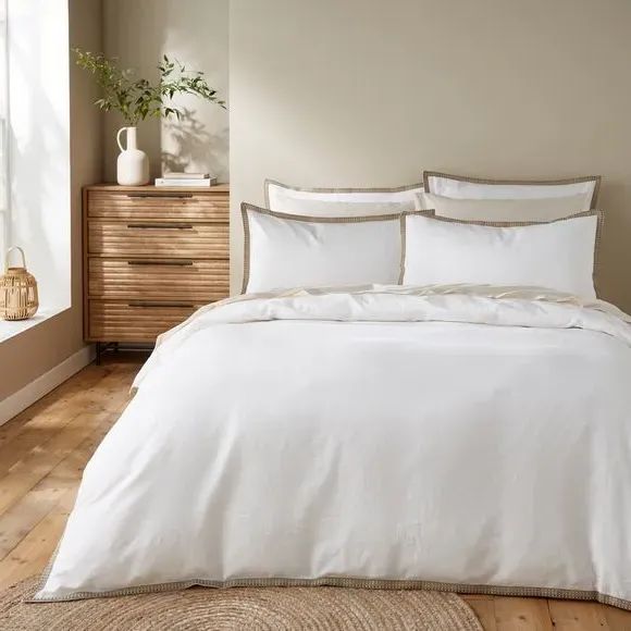 Prestbury Slub Standard Pillowcase Pair - White, Cotton alternate view
