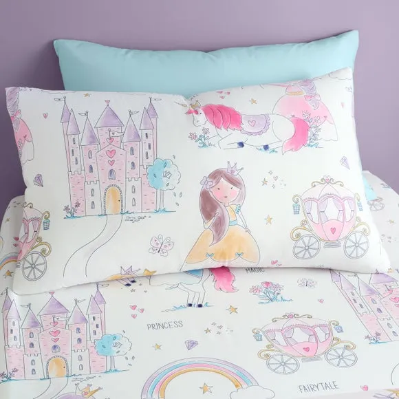 Princess Duvet Cover and Pillowcase Set - Pink, Polycotton alternate view