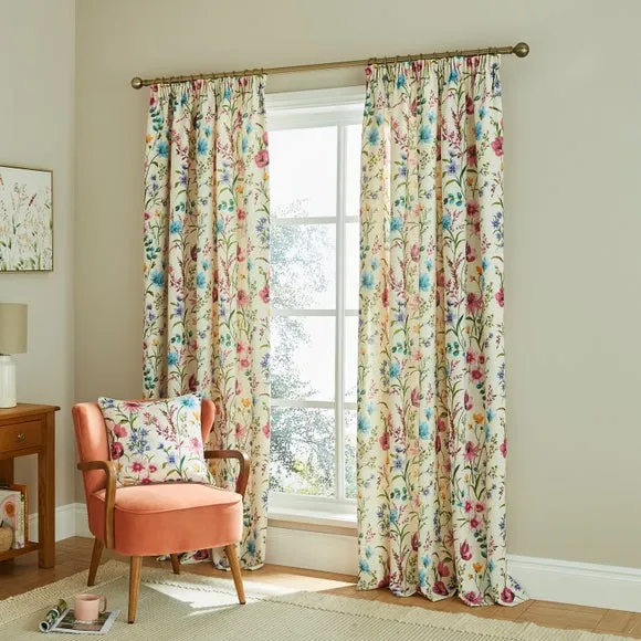 Printed Pencil Pleat Curtains - Multicolor alternate view