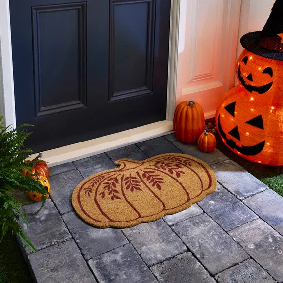 Pumpkin Shape Coir Doormat - Brown
