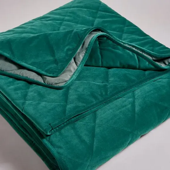 Quilted Bedspread - Peacock, Velvet by Dunelm, alternate view