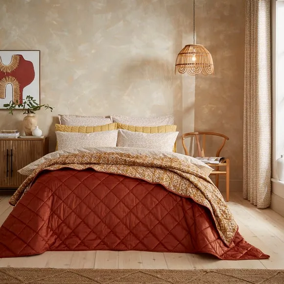 Tangier Tile Reversible Bedspread - Orange alternate view