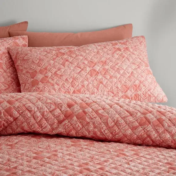 Edie Quilted Duvet Cover Set - Clay, Polyester alternate view