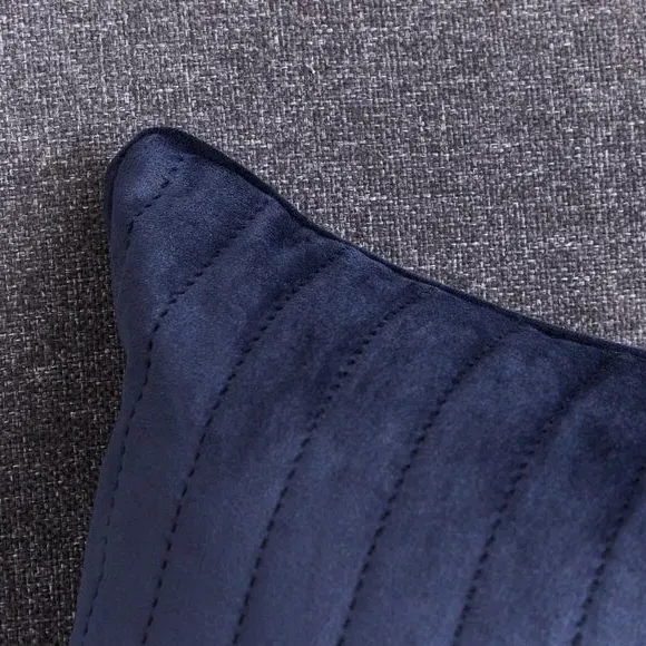 Quinn Quilted Cushion - Ink Blue, Velour alternate view