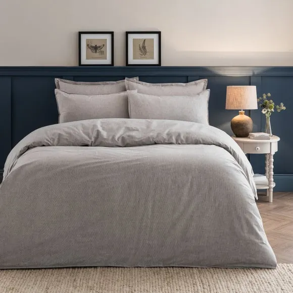 Quinn Marled Stripe Duvet Cover & Pillowcase Set - Grey, Cotton alternate view