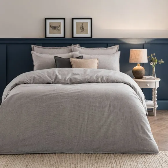 Quinn Marled Stripe Duvet Cover & Pillowcase Set - Grey, Cotton product
