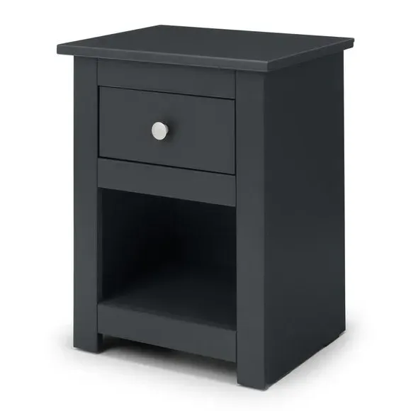 1-Drawer Bedside Table - Dark Grey, Pine alternate view