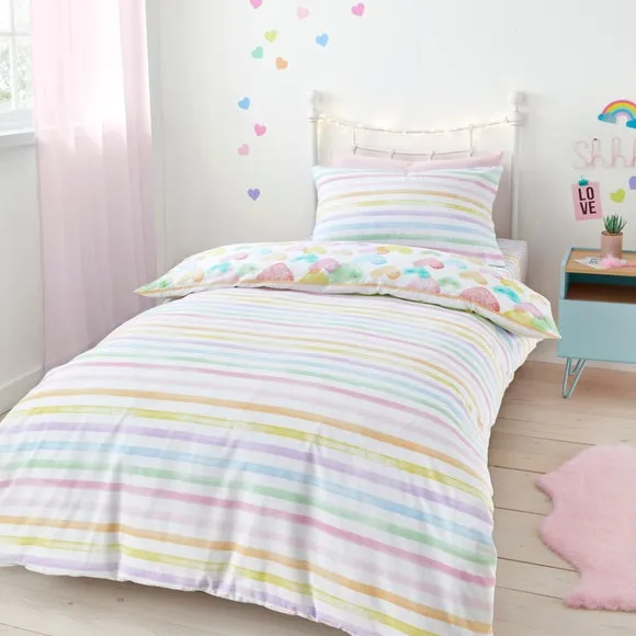 Rainbow Hearts Duvet Cover and Pillowcase Set - Multicolor alternate view