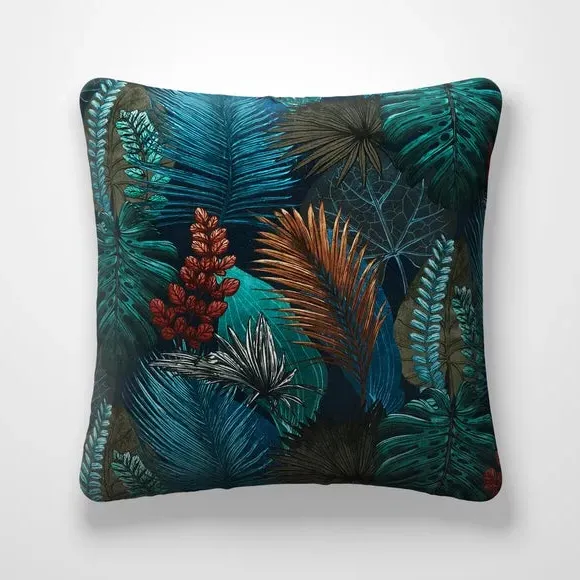 Cushion Cover with Piped Edge - Teal, Fabric alternate view