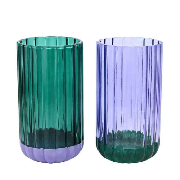 Set of 2 Tumbler Glasses - Purple & Green, Glass alternate view