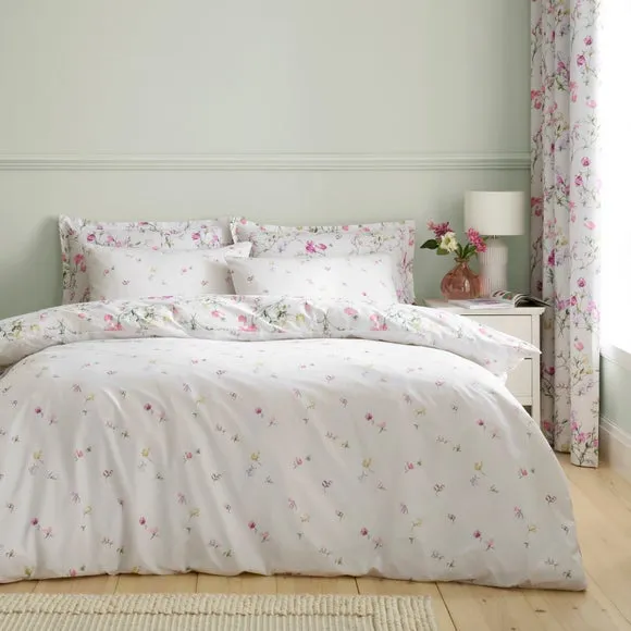 Raya Sweetpea Duvet Cover & Pillowcase Set - Pink, Polycotton alternate view