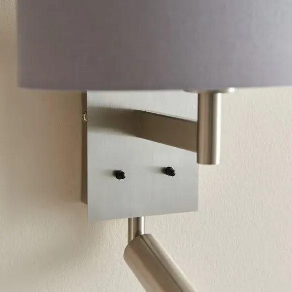 Reader Shaded Wall Light - Grey, Steel & Fabric alternate view