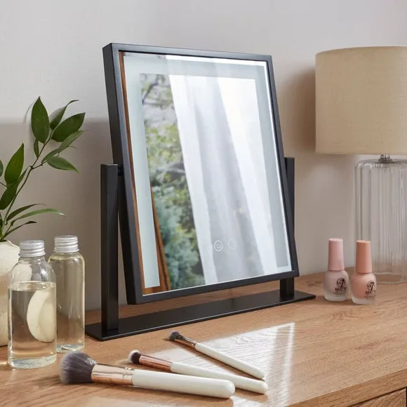 Rectangle Light Up Dressing Table Mirror - Black, Metal alternate view